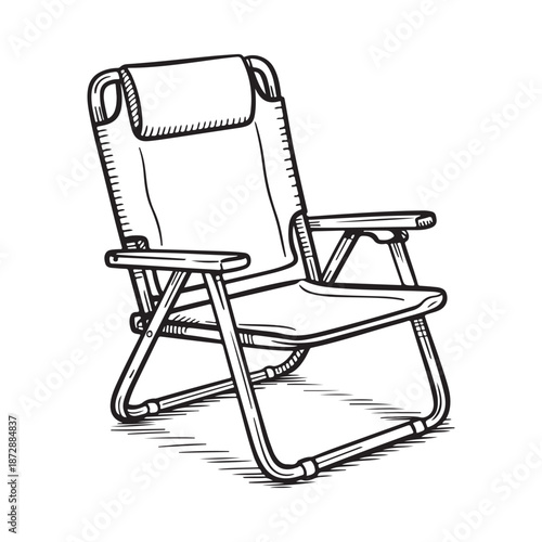 A simple sketch of a folding beach chair ideal for relaxation and outdoor leisure