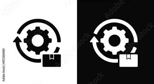 Gear and document vector icon set flat design - icon set in line, solid and filled outline style, Flat Vector icon, icon, Editable stroke icon, Modern icon collection