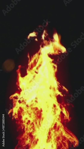 flames on a dark background ,vertical footage concept
