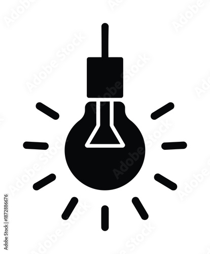 Glowing vector lightbulb symbolizing creativity and innovation radiating brightly