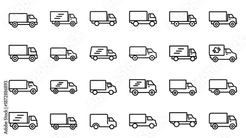 Collection of Various Delivery Truck Illustrations.