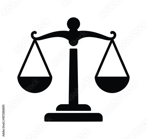 Black and white vector scales of justice symbolizing balance