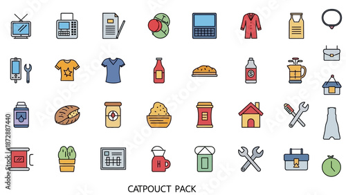 Collection of Various Cartoon Style Icons.