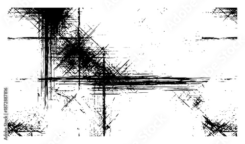 Abstract grunge texture with scratched crosshatch lines and ink noise