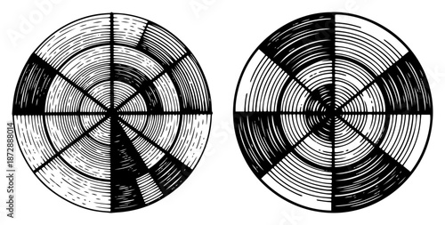 Hand drawn circular radar screen or target symbol with concentric lines