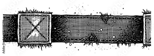 Old textured fabric belt strap with stitching and frayed edges