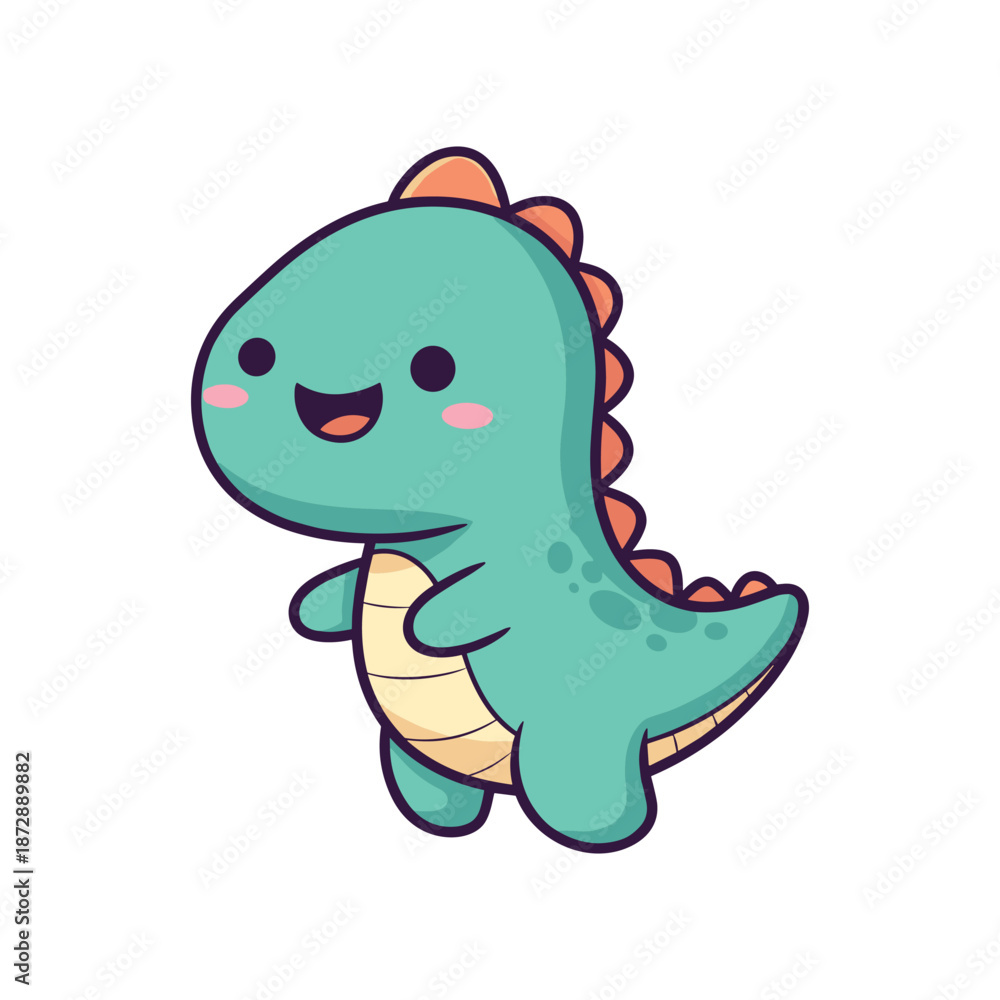 Obraz premium Adorable Cartoon Dinosaur Illustration for Kids