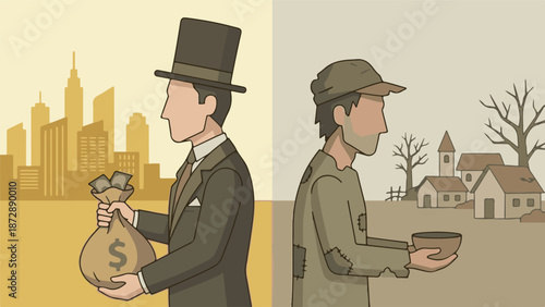 Social and economic inequality: stark contrast between rich and poor