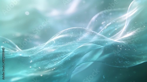 Ethereal Serene Flow Abstract Liquid Silk with Sparkling Particles, background
