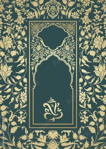 Ganesha, wedding card, royal Rajasthan, India	