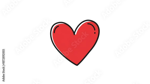 A simple red heart illustration on a white background viewed directly