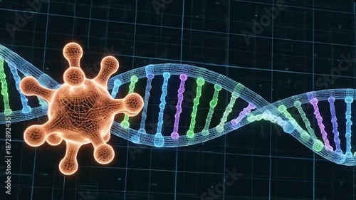 Wallpaper Mural Animated dna strand helix scientific visualization on digital background Torontodigital.ca