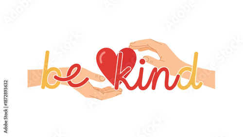 Promoting global empathy and compassion, this vibrant illustration encourages kindness through symbolic hands and a loving heart, inspiring positive