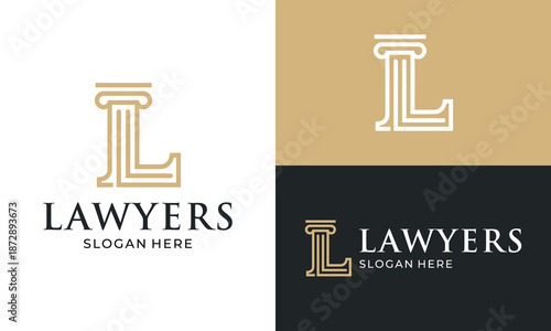 Simple law firm logo design template illustration. Pillar concept vector design with initial letter L symbol graphic icon
