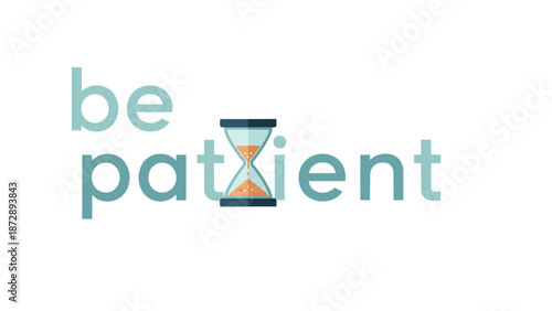 Zen flat illustration promoting calm and endurance, visualizing time management concept with a modern hourglass graphic.
