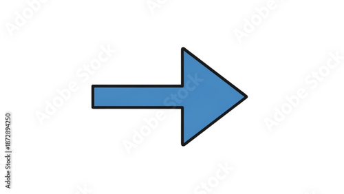 A blue arrow pointing to the right on a white background