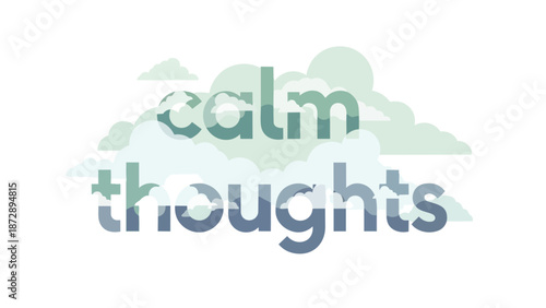 A serene graphical representation encouraging mindful reflection amidst soft tranquil cloud formations fostering profound mental peace and quietude