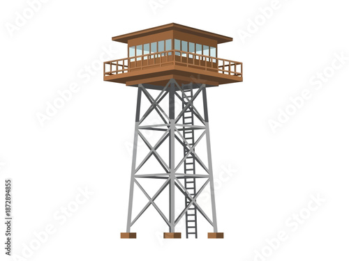 Elevated Lookout Towering Sentinel Illustration with Geometric Details