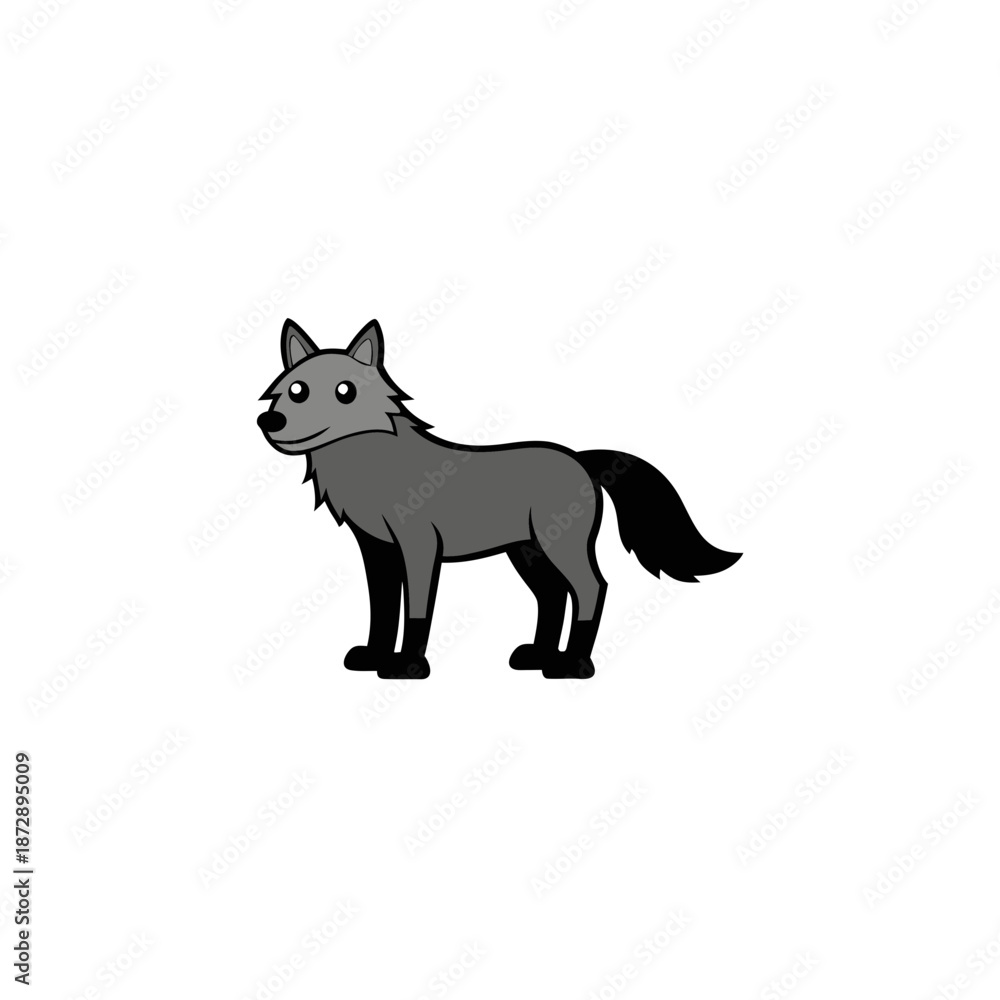 Obraz premium Gray Wolf Silhouette Standing Alone on White Background Minimalist Wildlife Art
