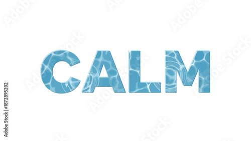 A tranquil visual representation of serenity with soothing blue letters emulating gentle water ripples, evoking a profound sense of peacefulness and