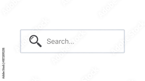 A magnifying glass icon inside a search bar on a white background viewed from directly above