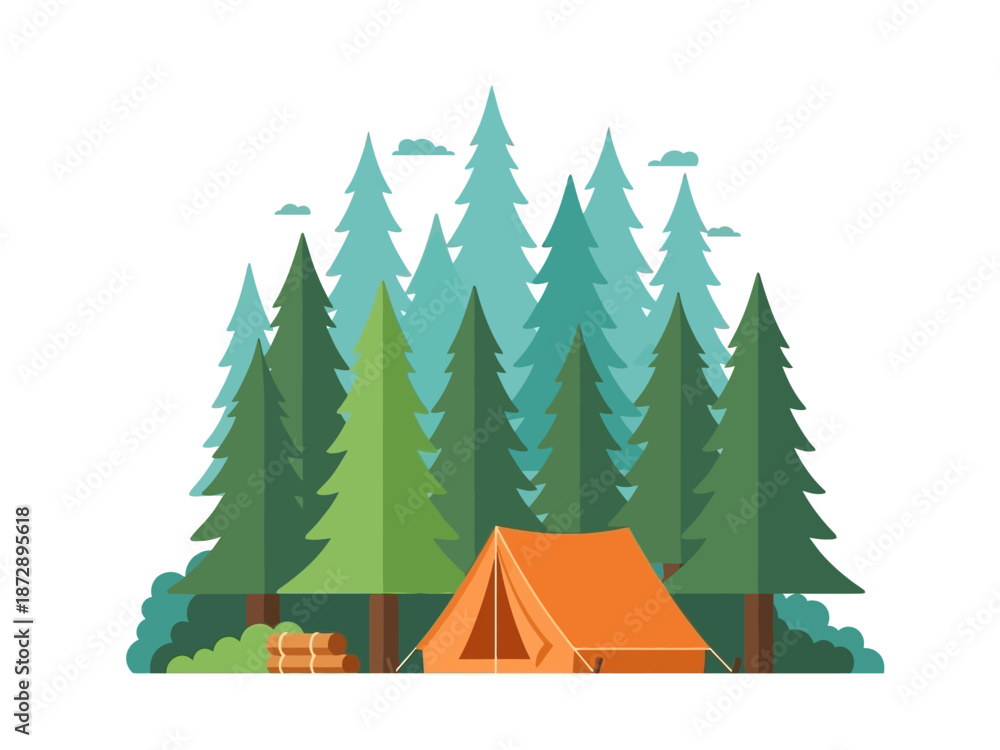 Obraz premium Camping in the Woods A Tranquil Forest Escape with Tent
