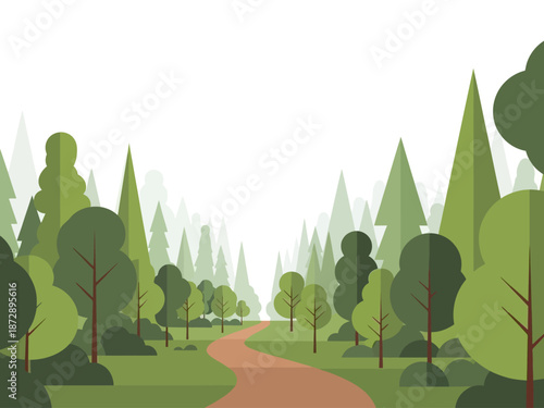 Lush Forest Path Serene Journey Through Trees and Tranquil Woodland Scenery