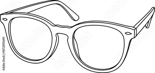 Classic wayfarer style eyeglasses outline vector art on a clean white background