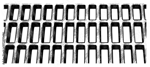 Industrial metal grate texture with repeating rectangular holes pattern