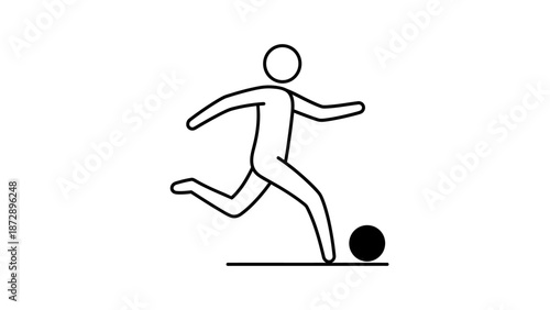 Vector illustration of a black silhouette athlete and person figure running on a treadmill or jumping as a sports runner icon in a football soccer game competition