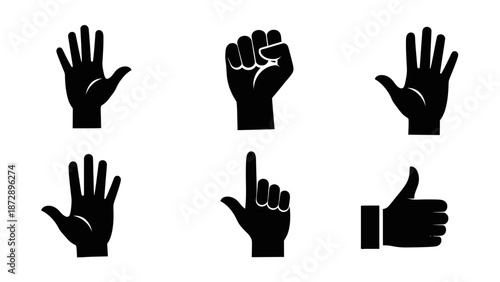 A comprehensive set of hand gestures and hands featuring diverse poses and signals for creative design projects