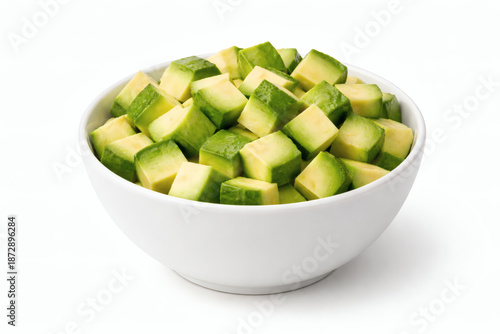 Wallpaper Mural Bowl of diced avocado cubes isolated on white background Torontodigital.ca
