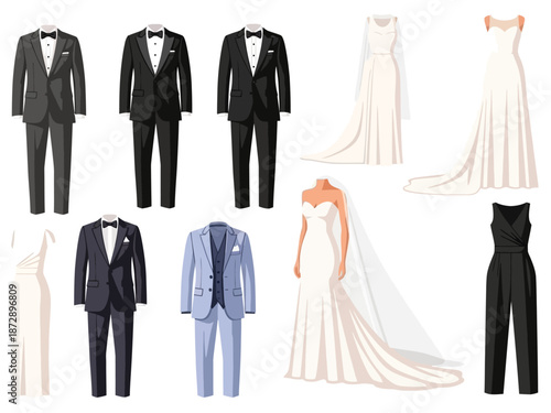 Elegant Wedding Attire Suits and Dresses for the Big Day Celebration