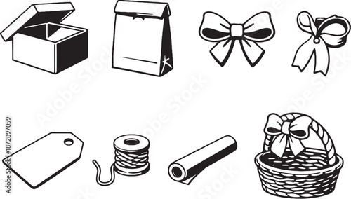 Thanksgiving Packaging and Gifts Black and White eps