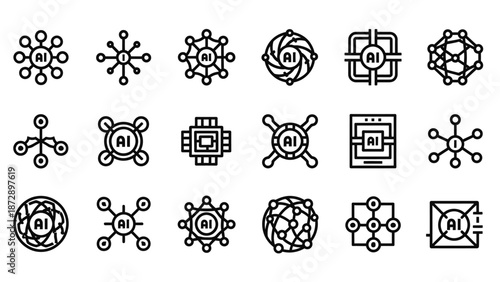 Collection of Various Geometric Molecular Structure Icons.