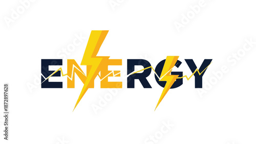 Dynamic energy emblem with bold typography and vibrant lightning bolts symbolizing electrical power and innovation