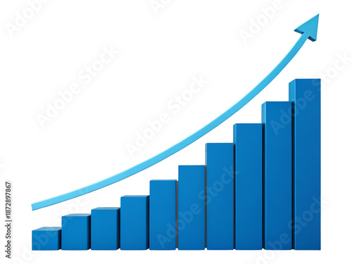 Free Download Blue bar graph with upward trend arrow on transparent background showing growth - GFXLoad