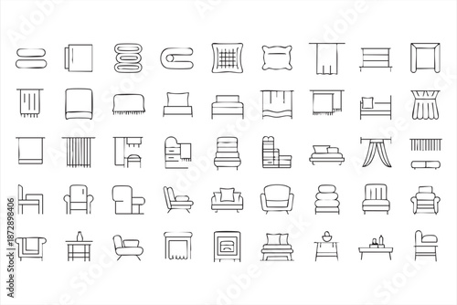 Minimal Interior Furniture Icons for Real Estate App Interfaces