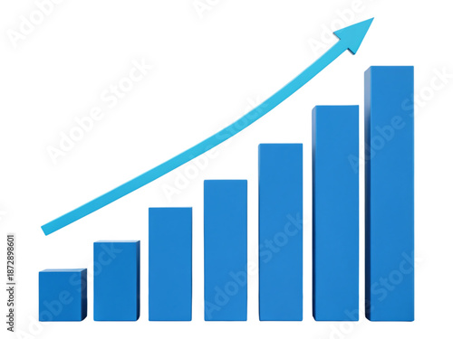 Free Download Blue bar graph with upward trending arrow on transparent background showing growth - GFXLoad