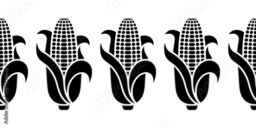 Black and White Corn Silhouettes Pattern Design Elements