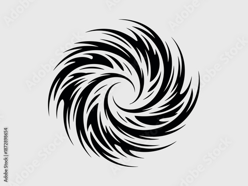Abstract Spiral Design Element Black and White Illustration
