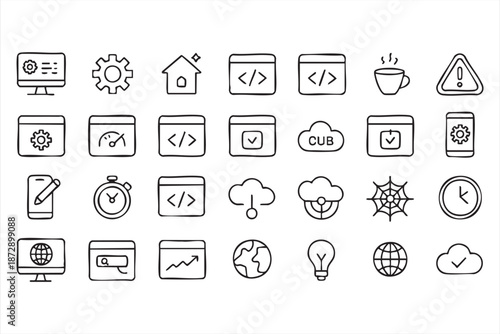 Web Development Line Icons for Coding Dashboards and UI Kits