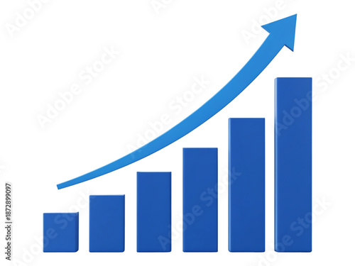 Free Download Blue bar graph with upward trending arrow on transparent background showing growth - GFXLoad