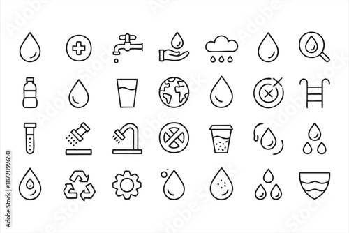Clean Drinking Water and Sanitation Icons for Web Dashboards