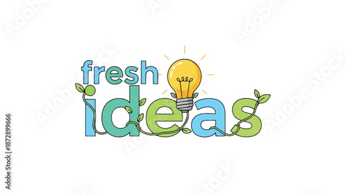Vibrant graphic presenting fresh ideas, blending innovation, organic growth, and insightful concepts for creative solutions and future development,