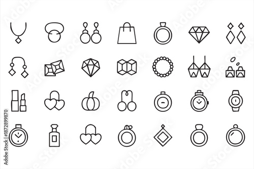 Fashion Jewelry Product Icons for Online Shopping Interfaces