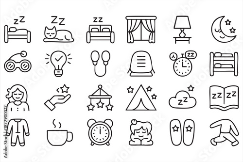 Insomnia Therapy and Sleep Tracking Icons for Mobile Interfaces