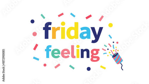 Colorful celebration of the week's end, embracing vibrant weekend anticipation and joyful freedom from daily routines, a festive burst of cheerful