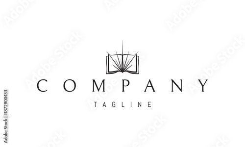 A vector logo featuring an abstract image an open book with radiant light rising from its base, symbolizing knowledge, inspiration, and discovery.