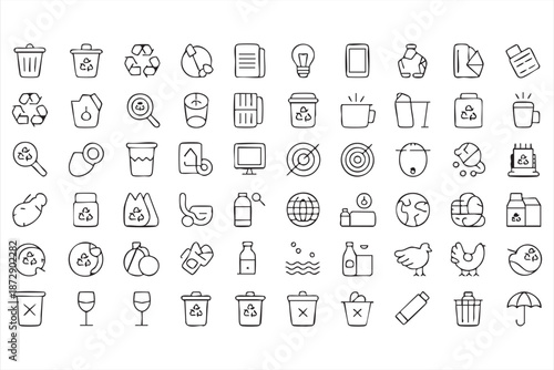 Environmental Waste Management Icons for Green Compliance Tools